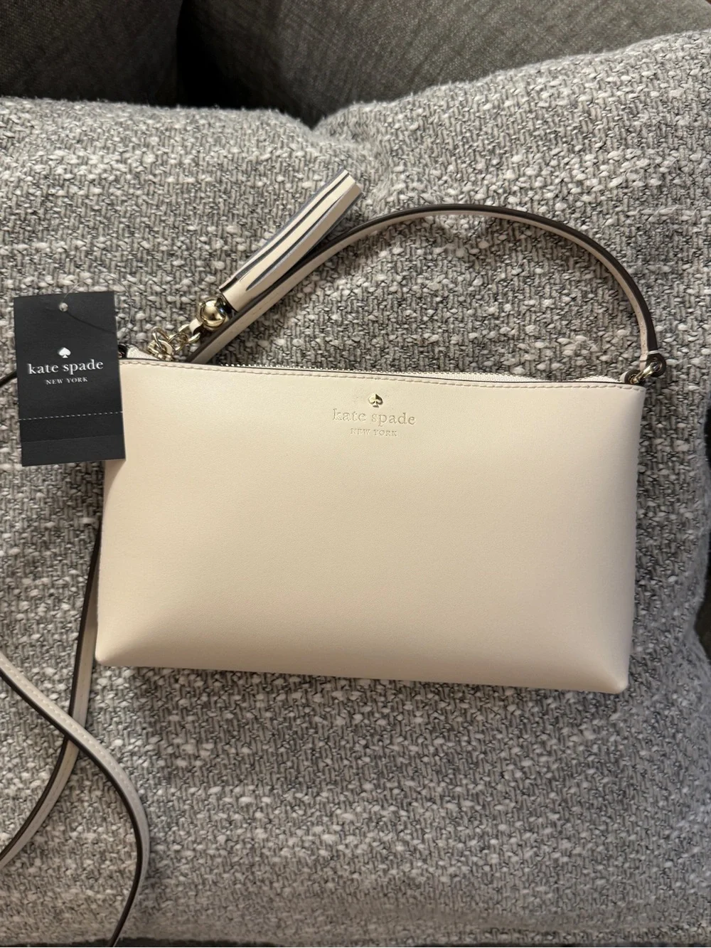 kate spade Ivy Streer Cream Leather Crossbody with Gold Hardware